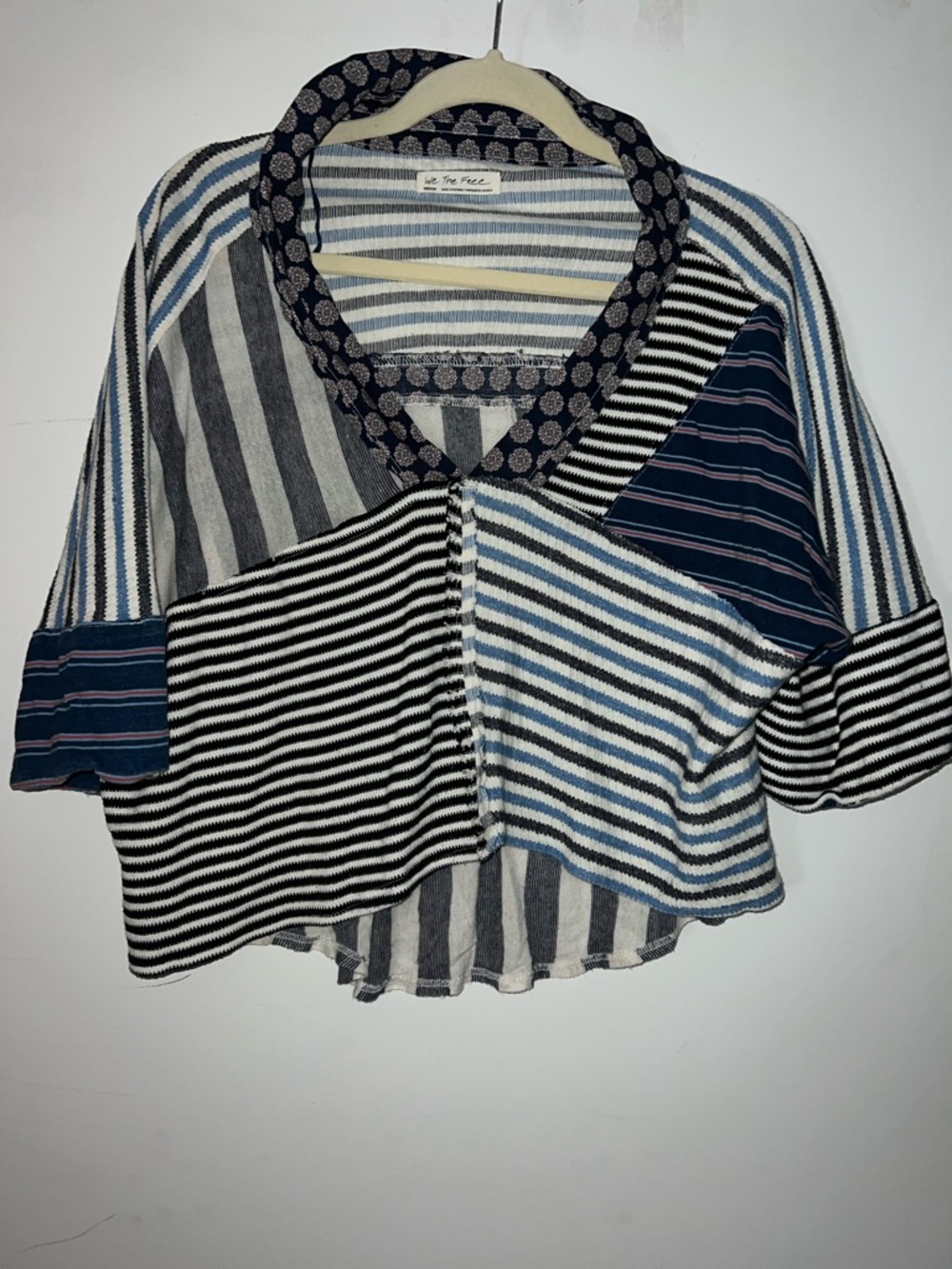 We The Free by Free People, Mixed Stripe Patchwork Shirt